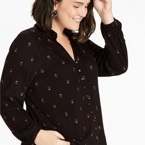 Lucky Brand Ditsy Floral Shirt Top Blouse Size 1X